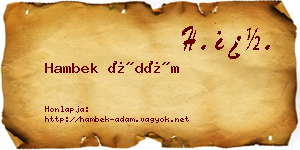 Hambek Ádám névjegykártya