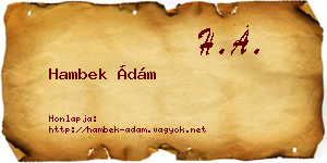 Hambek Ádám névjegykártya